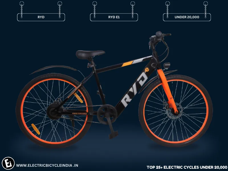 Best Electric Bicycles Under 20000 In India - Ryd E1 Black & Orange By Ryd E-cycle - Electric Bicycle India