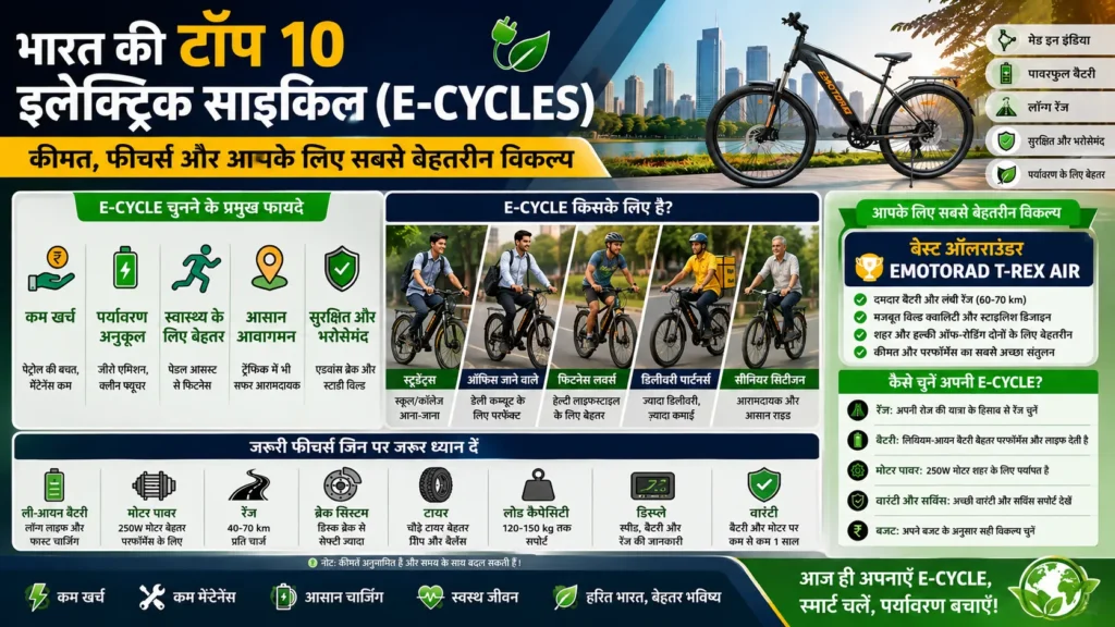 India's Top 10 Electric Bicycles (2026): A Comprehensive Comparison of Price, Range, and Features